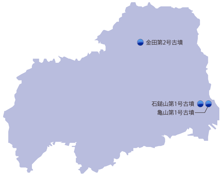 広島県の主な玉出土遺跡位置